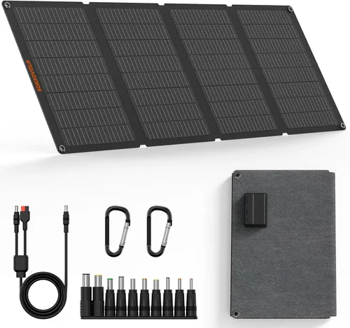 Paneles solares portátiles de 50 W, cargador de panel solar plegable IP68 impermeable con puertos USB-A y USB-C, salida de 18 V CC para pequeña 50