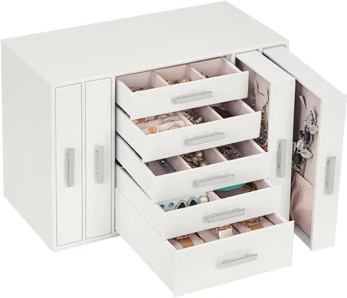 ANWBROAD Joyero organizador de joyas, organizador de joyas, caja de almacenamiento para todos los pendientes, collares, pulseras, relojes, cajas de