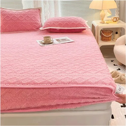Miniatura 8 de TEVTEV Sábana bajera de felpa de terciopelo de franela extra suave, esponjosa, súper gruesa, cálida y acogedora para invierno, con bolsillo profundo