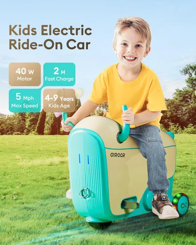 Miniatura 2 de Gyroor GNU Coche Eléctrico para Niños con Ruedas Intermitentes, Velocidades Ajustables y Almacenamiento de 14L, Vehículos Eléctricos para Niños