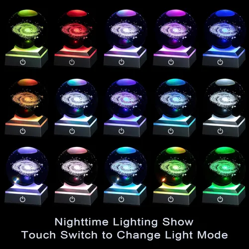 Miniatura 2 de Bola de cristal 3D de la Vía Láctea, luz nocturna multicolor, lámpara decorativa para ciencia, astronomía, espacio, regalos para novios, esposos