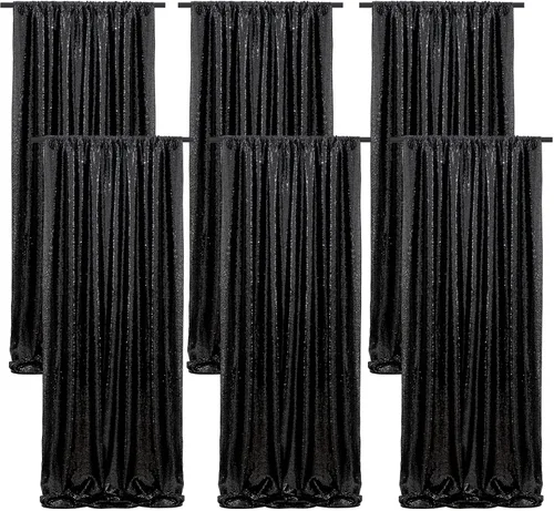 Miniatura 52 de Cortinas con lentejuelas doradas, 2 unidades de 2 x 8 pies, con brillantina, telón de fondo para bodas Rojo