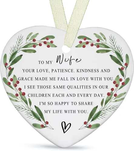 Miniatura 14 de Adornos de Navidad para hija 2026, adorno de Navidad para siempre, el mejor regalo, cerámica de impresión de doble cara con caja de regalo y cinta