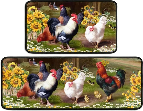 Miniatura 22 de Juego de 2 alfombras de cocina con decoración de limón, alfombrillas lavables y antideslizantes para el fregadero de la cocina, alfombra de área