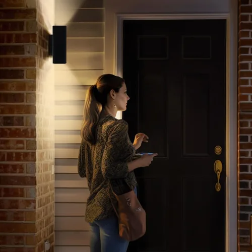 Miniatura 6 de SHIMR Luces de pared para exteriores modernas al atardecer al amanecer, aplique exterior cuadrado negro mate con bombillas incluidas, iluminación