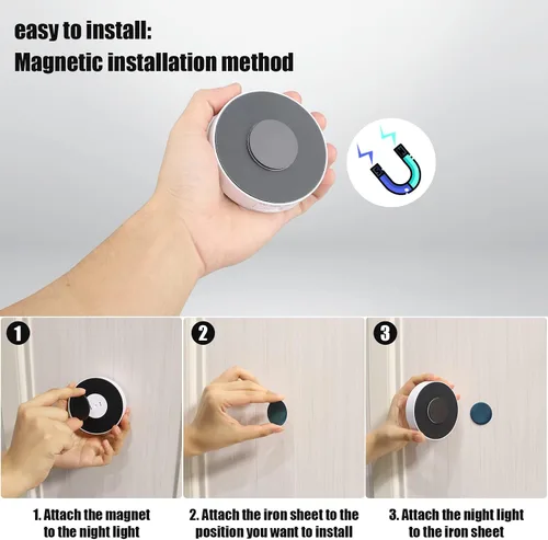Miniatura 4 de Paquete de 3 luces con sensor de movimiento, 8 LED de luz nocturna recargable, con cable USB y parche magnético, 3 modos, luz de pared segura Blanco