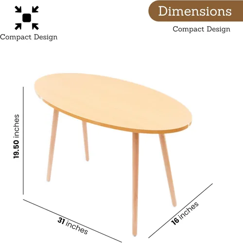 Miniatura 2 de DECOMIL - Mesa auxiliar ovalada moderna, mesa auxiliar para lugares pequeños, sala de estar, oficina, balcón, mesa auxiliar industrial para café