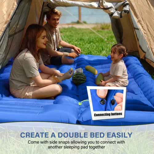 Miniatura 5 de FUN PAC Almohadilla de dormir para acampar con almohada Bomba de pie incorporada Esterilla de dormir inflable compacta para acampar mochilero Azul