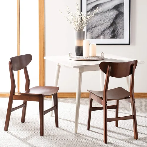 Miniatura 8 de SAFAVIEH Furniture Lucca - Juego de 2 sillas de comedor retro, nogal - madera - Diseño tapizado de mediados de siglo - Ideal para comedor, cocina