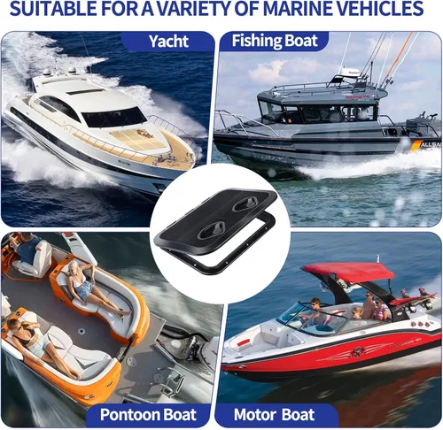 Miniatura 7 de smartmarine Marine Deck Access Hatch 17.3“×12.4" Rectangle Boat Hatch & Lid,Boat Deck Hatch Lids Negro