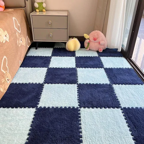 Miniatura 16 de Tapete de rompecabezas de 12 piezas, azulejos de felpa entrelazados, azulejos antideslizantes de espuma EVA, construyen una zona segura
