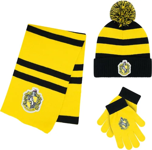 Harry Potter Sombrero y guantes de invierno con juego, Gryffindor, Slytherin, Hufflepuff, Ravenclaw, Conjunto de invierno para niños de 5 a 13 años
