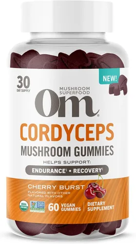 OM MUSHROOM SUPERFOOD Cordyceps - Gomitas de hongos orgánicos cultivados en Estados Unidos - Apoya la resistencia, la energía y la recuperación -