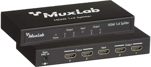 MuxLab Divisor HDMI 1x4 1 en 4 salidas, soporta 3D 4K @30HZ Full HD 1080P @ 60Hz para Xbox PS4 PS3 Fire Stick Roku Blu-Ray Player Apple TV HDTV (1