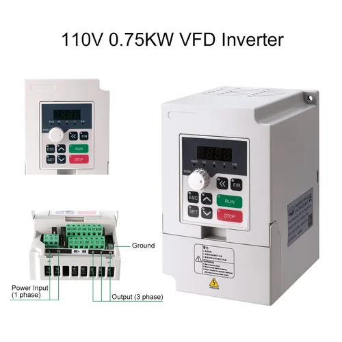 Miniatura 6 de Kits de motor de husillo CNC, 110 V 800 W 0.8KW husillo refrigerado por aire CNC husillo +110 V 0.75 KW VFD+Φ65mm montaje de abrazadera+juego