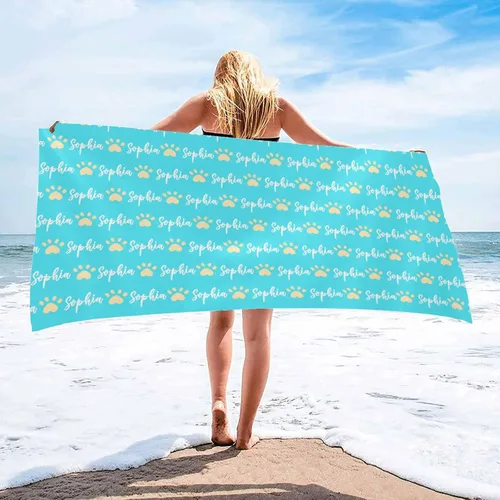 Miniatura 14 de InterestPrint Toalla de playa personalizada para mujeres y hombres, hojas tropicales, naranja, toallas de playa personalizadas con nombres, manta