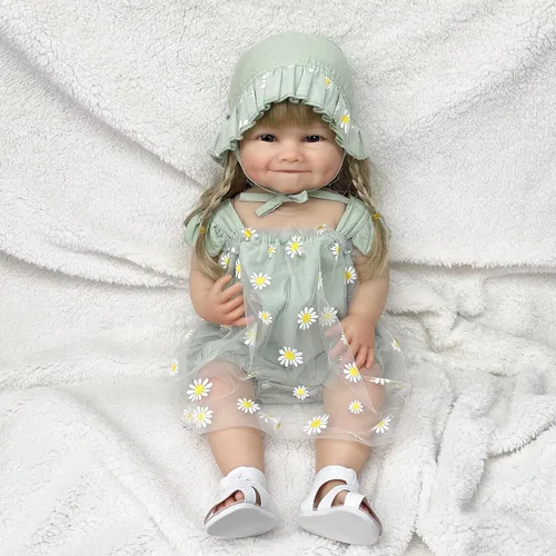 Miniatura 2 de Muñecas realistas de bebé Reborn Girl de 22 pulgadas, muñeca de bebé recién nacida de cuerpo completo de silicona realista, con accesorios, juguete