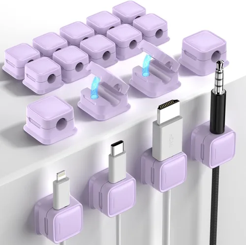 Miniatura 14 de Paquete de 8 Organizadores de Cables con Soporte, Costop Fuerte Adhesivo Magnético para Gestión de Cables de Escritorio, Fácil de Abrir, Organiza