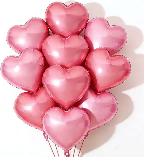 Miniatura 20 de 10 globos rojos de aluminio con forma de corazón de 18 pulgadas, globos de Mylar para baby shower, boda, decoraciones de San Valentín, globos