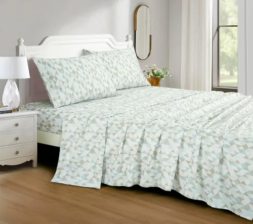 Miniatura 29 de Chezmoi Collection Juego de sábanas geométricas Lodge de 3 piezas tamaño Twin - Multicolor azul con estampado de diamante, microfibra cepillada