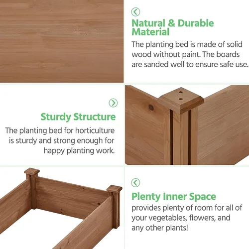 Miniatura 4 de Yaheetech Cama de jardín elevada de madera para horticultura de 8 x 2 pies, caja de plantación elevada divisible para flores/vegetales en patio