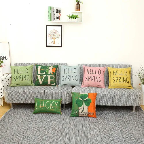 Miniatura 3 de TRENDIN Hola Spring Fundas de almohada 18.0 x 18.0 in Granja de madera Decoración de Pascua Vacaciones Funda de cojín cuadrada para sofá sofá