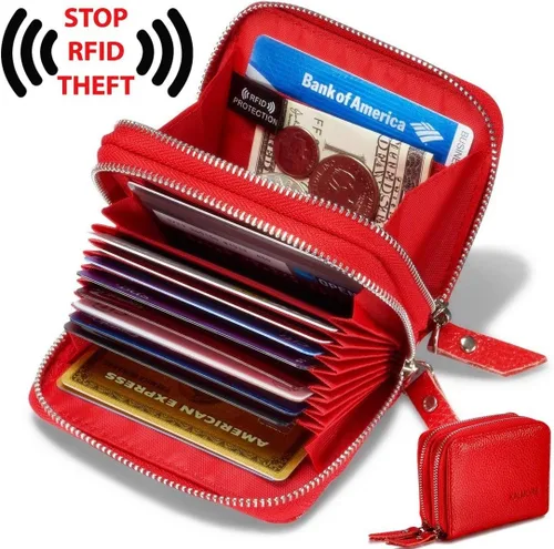 Miniatura 5 de Women's Leather RFID Secured Spacious Cute Zipper Card Wallet Small Purse