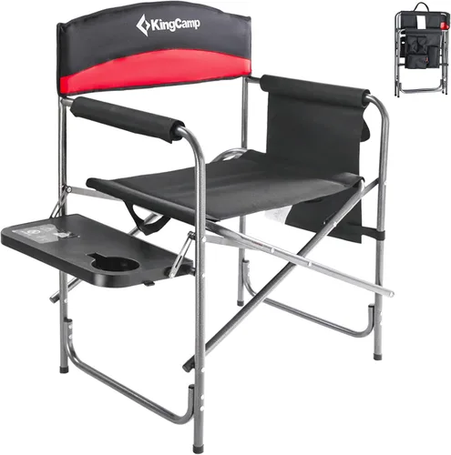 Miniatura 10 de KingCamp silla de director plegable de campamento, silla con asiento acolchado de gran tamaño con mesa y bolsillos laterales, soporta 396 libras