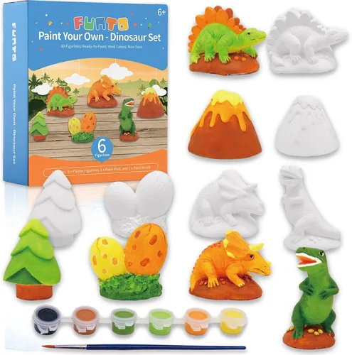 Miniatura 9 de Funto Kit de pintura de unicornio, juego de artes y manualidades, proyectos STEAM Actividad creativa juguetes de bricolaje, con 6 figuras, 6 macetas