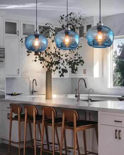 Miniatura 4 de Casamotion - Lámpara de techo colgante de cristal soplado a mano para isla de cocina, casa rural, comedor, zona de bar, fregadero, color mármol