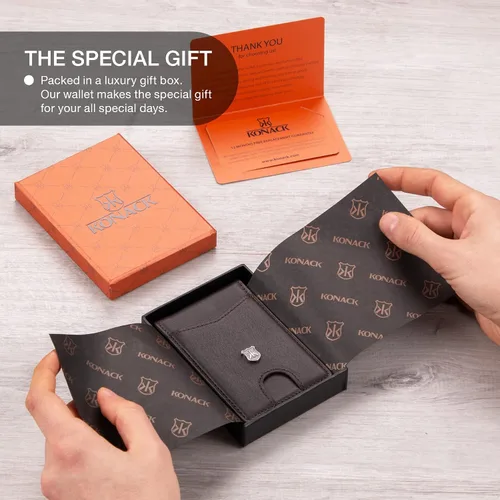 Miniatura 6 de KONACK Minimalist Wallet For Men with RFID Blocking Front Pocket Bifold Leather Mens Wallet with Gift Box