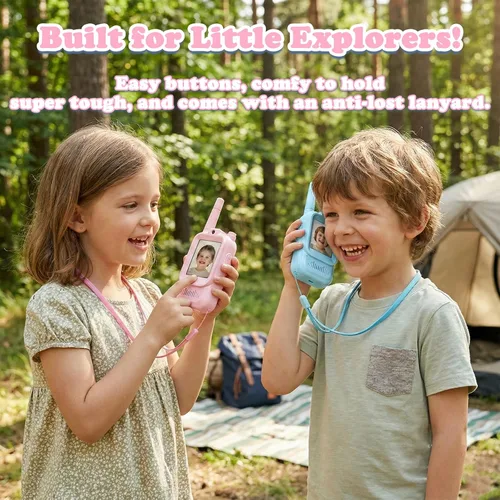 Miniatura 6 de Walkie Talkies de video para niños, walkie talkies de video en tiempo real para niños, 2 unidades, pantalla IPS de 2.0 pulgadas y alcance de 1,312.3