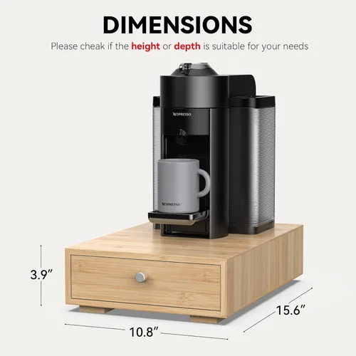 Miniatura 3 de Para cápsulas Nespresso Vertuo (NV140) – Cajón de cápsulas de café de bambú premium, soporte organizador de 40 cápsulas grandes o 52 pequeñas