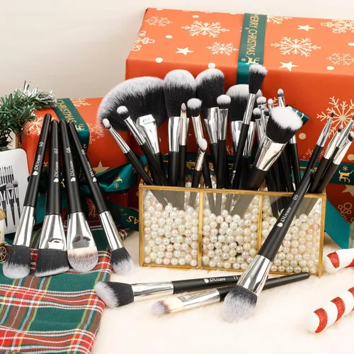 Miniatura 8 de DUcare Juego de 32 brochas de maquillaje de grado profesional, ultra suave, base sintética, contorno en polvo, rubor, corrector de ojos, sombra