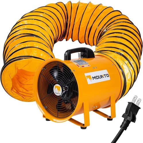MOUNTO Ventilador cilíndrico resistente COMBO con manguera de vinilo de 25 pies (8 pulgadas)