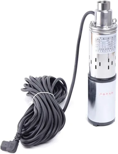 Miniatura 20 de Bomba sumergible de pozo profundo, bomba de agua de acero inoxidable de 12 V 180 W CC, flujo de 6.6 GPM, elevación de 82 pies, para riego de ranchos