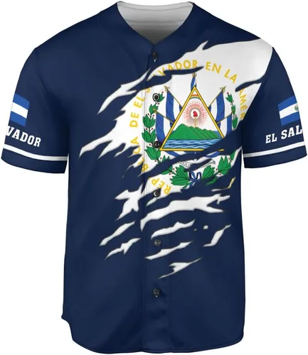 Miniatura 2 de MonkeyVan Camiseta de béisbol de El Salvador personalizada con nombre personalizado con la bandera salvadoreña salvadoreña, orgullo salvadoreño