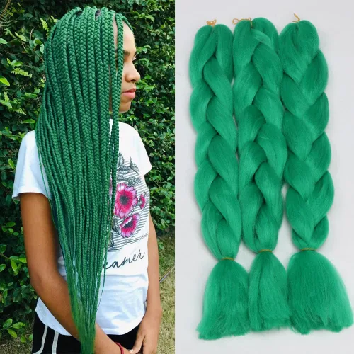 Miniatura 3 de Extensiones de cabello de trenzas jumbo, 3 unidades, color negro puro, 24 pulgadas, 3.53 oz/unidad para trenzado de caja torcida (1B negro)