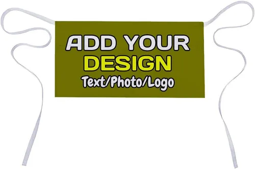 Miniatura 13 de Delantal de cintura personalizado con 3 bolsillos para añadir foto, texto, logotipo, nombre, camarera
