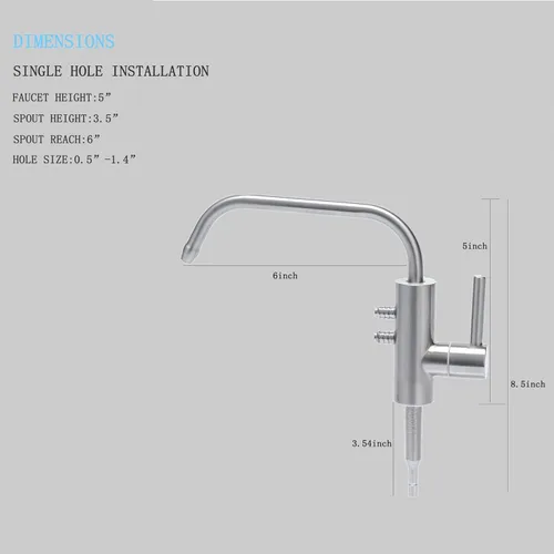 Miniatura 5 de Grifo filtrado por agua alcalina, acero inoxidable del grifo del Ro para el ionizador alcalino del agua del sistema de filtración del agua