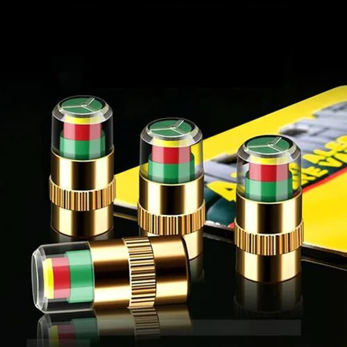 Miniatura 2 de 4Pcs Tire Pressure Monitor Valve Stem Caps for Hyundai Santa Fe (New Gen) 2024-2026, Air Indicator Sensor Alert Monitoring Kits,Gold