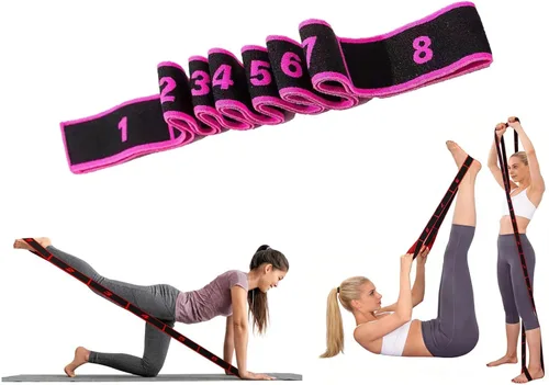 Miniatura 12 de Bandas de resistencia de fitness para estiramiento y yoga, banda de resistencia elástica numérica con marcas, banda de resistencia numerada bandas