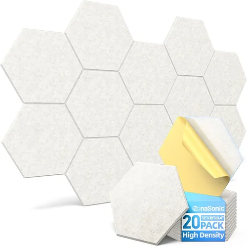 Miniatura 10 de Paquete de 12 paneles acústicos con paneles autoadhesivos de espuma a prueba de sonido de 12 x 10 x 0.4 pulgadas para paredes, paneles de pared