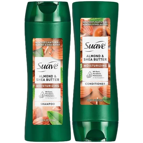 Suave Juego de Champú y Acondicionador, Almendra y Mantequilla de Karité - Champú y Acondicionador Hidratante, Tratamiento para Cabello Seco,