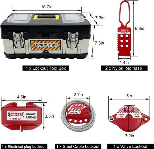 Miniatura 4 de Kit de etiquetado de bloqueo - Bloqueo de circuito con abrazadera, abrazaderas de bloqueo de grupo, etiqueta de bloqueo, cortacircuitos universal