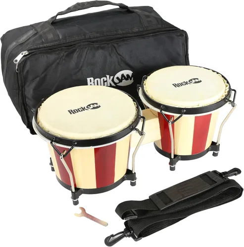 Miniatura 9 de Conjunto de Bongós RockJam de 7" y 8" con Bolsa Acolchada y Llave de Afinación Natural