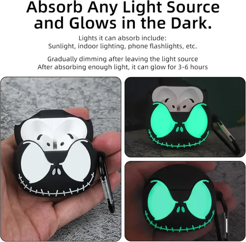 Miniatura 5 de Funda para AirPods 4 con kit de limpieza, [brilla en la oscuridad] Funda de silicona suave para Apple AirPods de 4ª generación, divertidas fundas