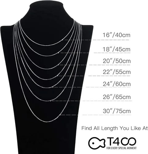 Miniatura 7 de T400 Collar de cadena de plata de ley 925 de 0.059 pulgadas chapado en oro de 0.059 pulgadas (0.039 in), cadenas de caja italiana para mujeres