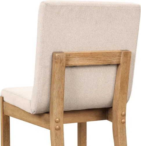 Miniatura 5 de Nathan James Gracie - Silla de comedor moderna, silla de comedor tapizada, lino natural/marrón claro, juego de 4 Lino marrón claro cepillado
