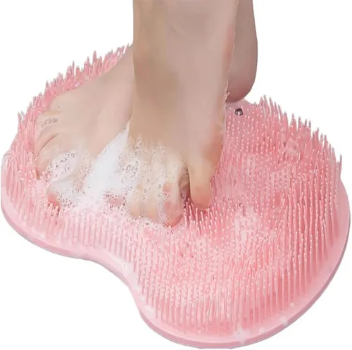 Alfombrilla de ducha para pies con ventosas antideslizantes, almohadilla de masaje para pies y espalda, alfombrilla de masaje para pies de ducha Rosa